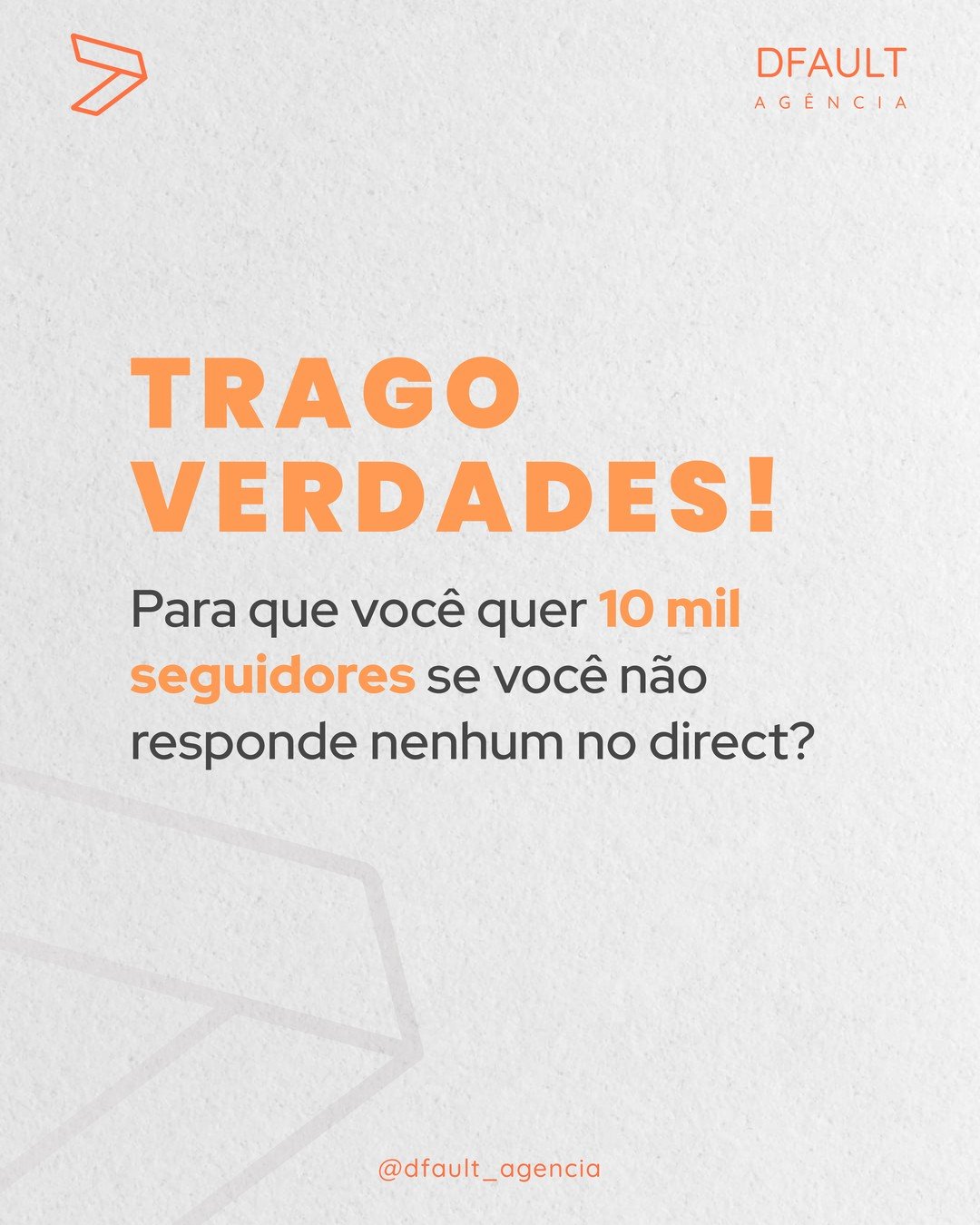 Trago verdades!Para que você quer 10 mil seguidores se você não responde nenhum no direct?Não adianta ter milhares de seguidores se o seu negócio não mantém um relacionamento com os clientes, as redes sociais além de dar visibilidade para sua marca, também servem como canais de resolução de problemas, respostas de dúvidas e SAC (Serviço de Atendimento ao Consumidor).Ao invés de ficar desesperadamente buscando novos seguidores, foque em transformar os que você já tem em seus clientes e mantenha um bom relacionamento com eles, boas experiências geram bons resultados. Pare e pense, 500 seguidores parece pouco, mas você já experimentou colocar 500 pessoas em uma sala?Se gostou deste conteúdo, não esqueça de curtir e compartilhar. Tem mais alguma observação? Deixe sua opinião em nossos comentários. Forte abraço 🤗🧡
.
.
.
.
.
.
.
.
.
.
. #criadordeconteudo #empreenderonline #instagramparaempresas #instagramparaemprendedores #crescernoinstagram #agenciamarketingdigital #publicidadepropaganda #publicidadedigital #marketingestrategico #instagramparanegocios #socialmedia #dicasdemarketingdigital #agenciadigital #agênciademarketing